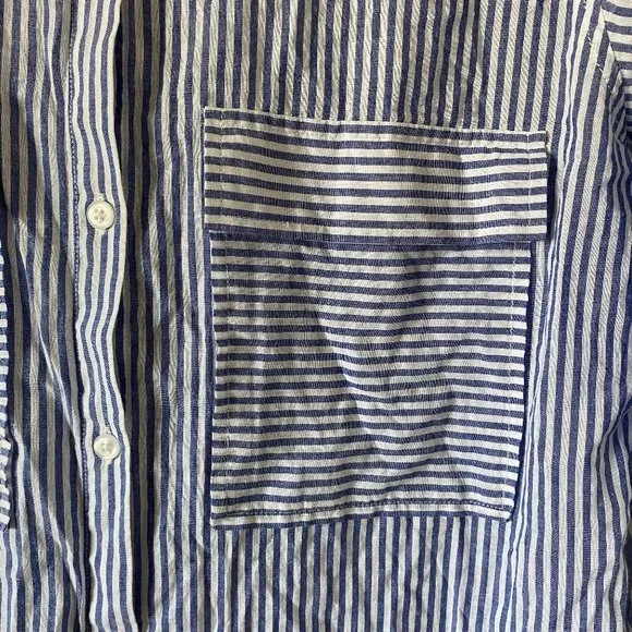 Rails Womens Blouse Size XS Frances Banker Stripe Floral Patch Button Down Shirt - Picture 5 of 11